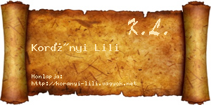 Korányi Lili névjegykártya