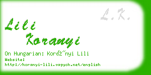 lili koranyi business card